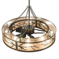 Meyda Lighting Branches 50" 8-Light Dark Burnished Antique Copper Chandelier With Silver Mica Shade Glass and Fan