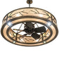 Meyda Lighting Branches 50" 8-Light Dark Burnished Antique Copper Chandelier With Silver Mica Shade Glass and Fan