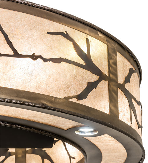 Meyda Lighting Branches 50" 8-Light Dark Burnished Antique Copper Chandelier With Silver Mica Shade Glass and Fan