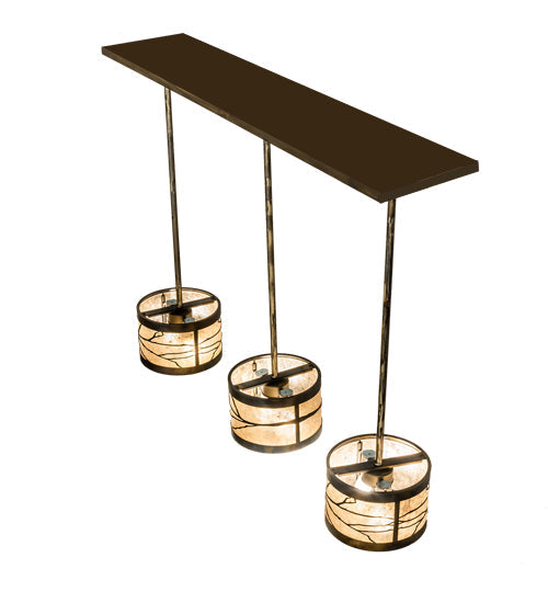Meyda Lighting Branches 50" 9-Light Dark Burnished Antique Copper Island Pendant Light With Silver Mica Shade Glass