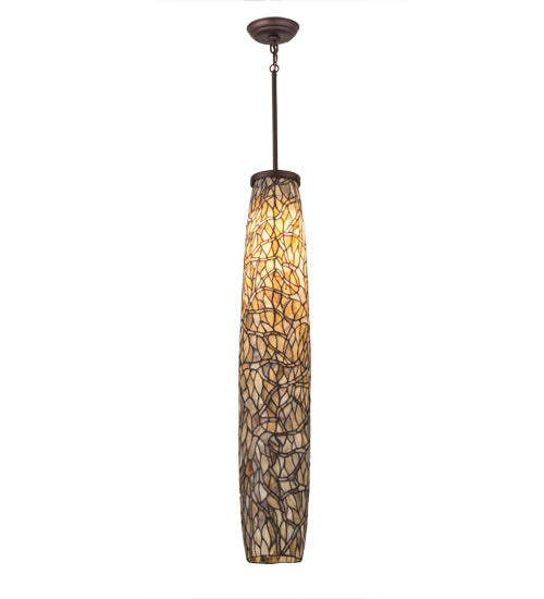 Meyda Lighting Branches 7" Mahogany Bronze Mini Pendant Light With Beige Shade Glass