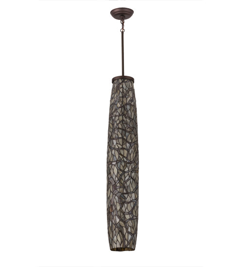Meyda Lighting Branches 7" Mahogany Bronze Mini Pendant Light With Beige Shade Glass