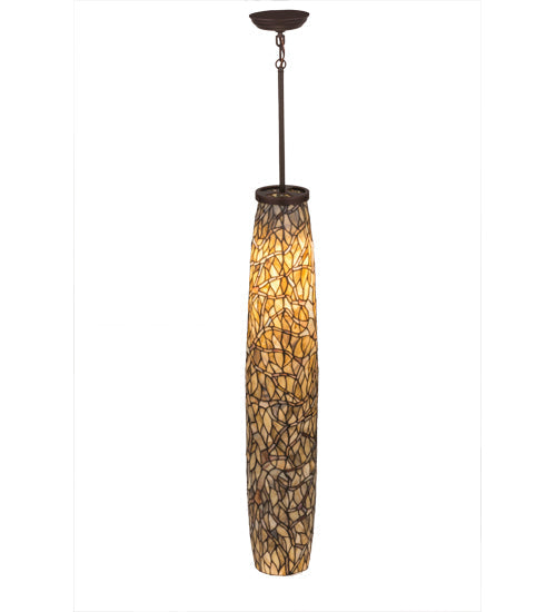 Meyda Lighting Branches 7" Mahogany Bronze Mini Pendant Light With Beige Shade Glass