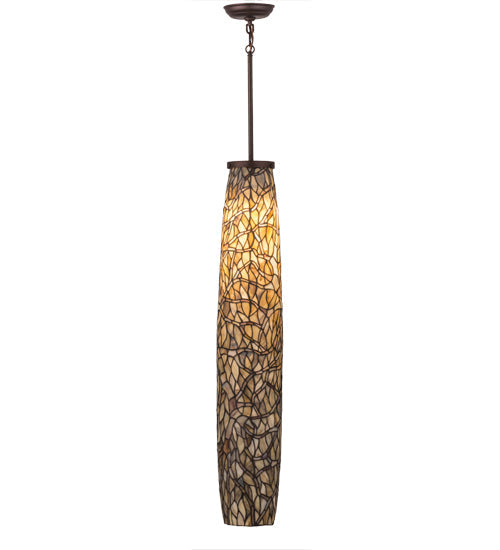 Meyda Lighting Branches 7" Mahogany Bronze Mini Pendant Light With Beige Shade Glass