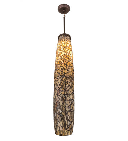Meyda Lighting Branches 7" Mahogany Bronze Mini Pendant Light With Beige Shade Glass