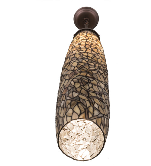 Meyda Lighting Branches 7" Mahogany Bronze Mini Pendant Light With Beige Shade Glass