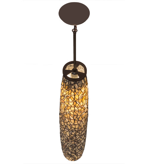 Meyda Lighting Branches 7" Mahogany Bronze Mini Pendant Light With Beige Shade Glass