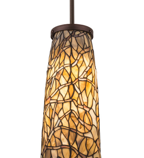 Meyda Lighting Branches 7" Mahogany Bronze Mini Pendant Light With Beige Shade Glass