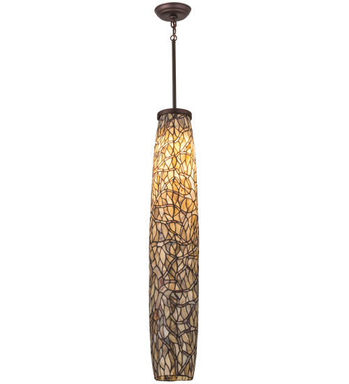 Meyda Lighting Branches 7" Mahogany Bronze Mini Pendant Light With Beige Shade Glass