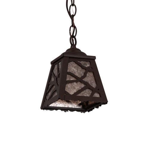 Meyda Lighting Branches 8" Cafe Noir Mini Pendant Light With Silver Mica Shade Glass