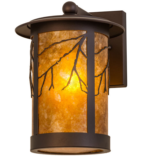 Meyda Lighting Branches 8" Mahogany Bronze Wall Sconce With Amber Mica Shade Glass