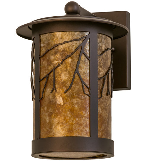 Meyda Lighting Branches 8" Mahogany Bronze Wall Sconce With Amber Mica Shade Glass