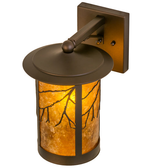 Meyda Lighting Branches 8" Mahogany Bronze Wall Sconce With Amber Mica Shade Glass