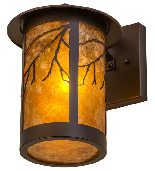 Meyda Lighting Branches 8" Mahogany Bronze Wall Sconce With Amber Mica Shade Glass