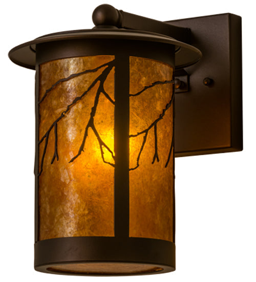 Meyda Lighting Branches 8" Mahogany Bronze Wall Sconce With Amber Mica Shade Glass