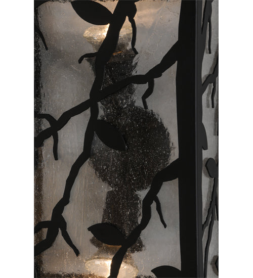 Meyda Lighting Branches with Leaves 10" 2-Light Blackwash Wall Sconce With Clear Seeded Shade Glass