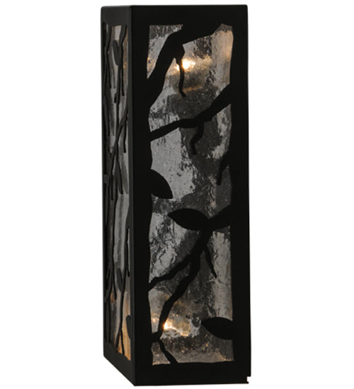 Meyda Lighting Branches with Leaves 10" 2-Light Blackwash Wall Sconce With Clear Seeded Shade Glass