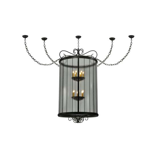 Meyda Lighting Brio 36" 12-Light Timeless Bronze Lantern Pendant Light With Clear Rainstone Idalight Shade Glass