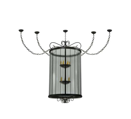 Meyda Lighting Brio 36" 12-Light Timeless Bronze Lantern Pendant Light With Clear Rainstone Idalight Shade Glass
