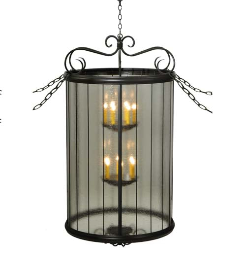 Meyda Lighting Brio 36" 12-Light Timeless Bronze Lantern Pendant Light With Clear Rainstone Idalight Shade Glass