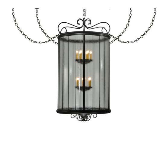 Meyda Lighting Brio 36" 12-Light Timeless Bronze Lantern Pendant Light With Clear Rainstone Idalight Shade Glass
