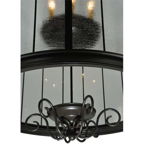 Meyda Lighting Brio 36" 12-Light Timeless Bronze Lantern Pendant Light With Clear Rainstone Idalight Shade Glass