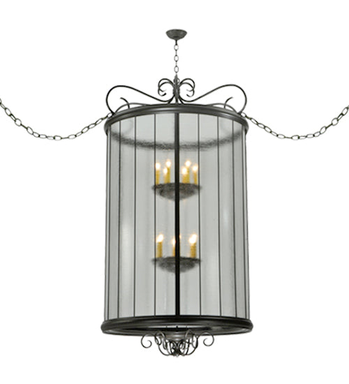 Meyda Lighting Brio 36" 12-Light Timeless Bronze Lantern Pendant Light With Clear Rainstone Idalight Shade Glass