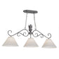 Meyda Lighting Bristol 48" 3-Light Blackened Pewter Island Pendant Light With White Parchment Shade