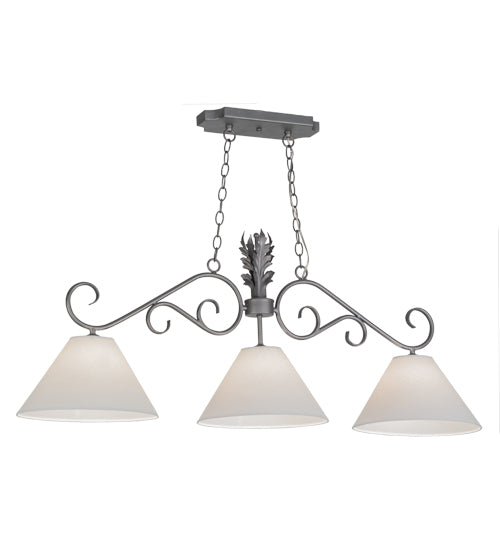 Meyda Lighting Bristol 48" 3-Light Blackened Pewter Island Pendant Light With White Parchment Shade