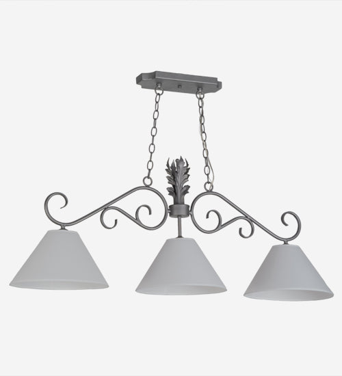 Meyda Lighting Bristol 48" 3-Light Blackened Pewter Island Pendant Light With White Parchment Shade