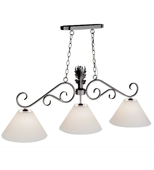 Meyda Lighting Bristol 48" 3-Light Blackened Pewter Island Pendant Light With White Parchment Shade