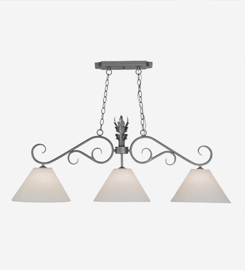 Meyda Lighting Bristol 48" 3-Light Blackened Pewter Island Pendant Light With White Parchment Shade