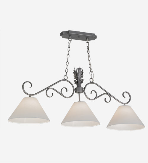 Meyda Lighting Bristol 48" 3-Light Blackened Pewter Island Pendant Light With White Parchment Shade