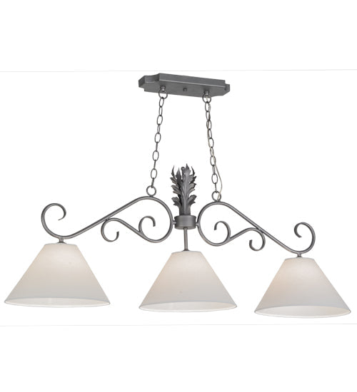 Meyda Lighting Bristol 48" 3-Light Blackened Pewter Island Pendant Light With White Parchment Shade