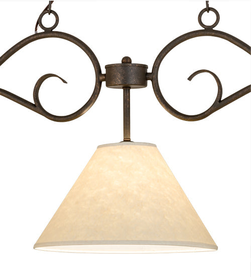 Meyda Lighting Bristol 48" 3-Light Gilded Tobacco Island Pendant Light With Beige Eggshell Textrene Shade Glass