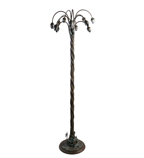 Meyda Lighting Bronze Lily 61" 12-Light Verdigris Floor Lamp Base