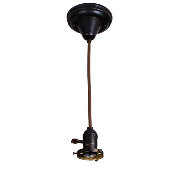 Meyda Lighting Brown Cloth Covered Paddle Socket Hanger Pendant Light With 2.25" Black Fitter