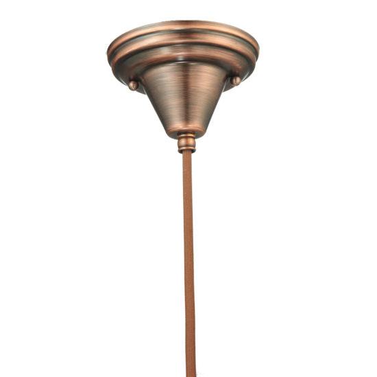 Meyda Lighting Brown Cloth Covered Paddle Socket Hanger Pendant Light With 2.25" Burnished Copper Fitter