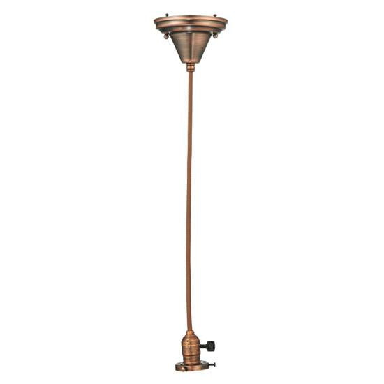 Meyda Lighting Brown Cloth Covered Paddle Socket Hanger Pendant Light With 2.25" Burnished Copper Fitter