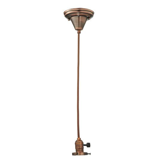 Meyda Lighting Brown Cloth Covered Paddle Socket Hanger Pendant Light With 2.25" Burnished Copper Fitter