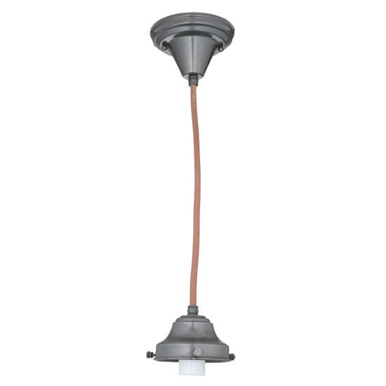 Meyda Lighting Brown Cloth Covered Paddle Socket Hanger Pendant Light With 4" Silver Fitter