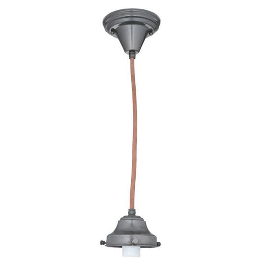 Meyda Lighting Brown Cloth Covered Paddle Socket Hanger Pendant Light With 4" Silver Fitter
