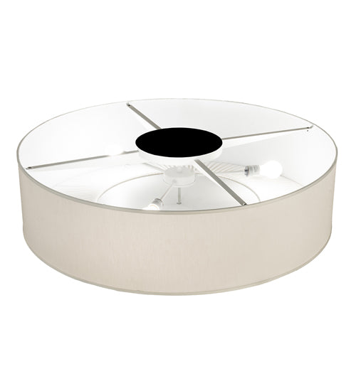 Meyda Lighting Bruges 40" 3-Light White Flush Mount Light With White Alabaster Shade