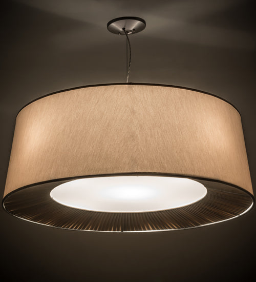 Meyda Lighting Bruges 42" 5-Light Nickel Pendant Light With Beige Alabaster Textrene Shade