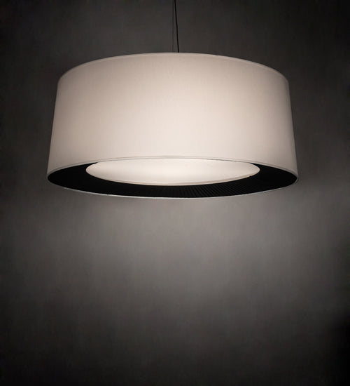 Meyda Lighting Bruges 52" 5-Light Flat Black & Gloss White Pendant Light With Black & White Shade