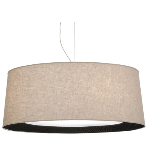 Meyda Lighting Bruges 52" 5-Light Nickel Pendant Light With Beige, Black and White Textrene Shade
