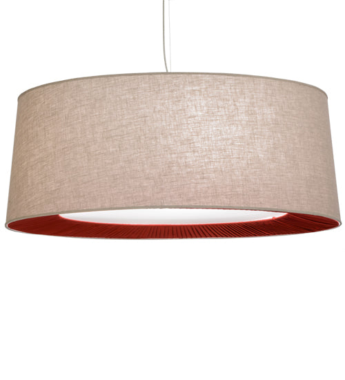 Meyda Lighting Bruges 52" 5-Light Nickel Pendant Light With Beige, Red and White Textrene Shade