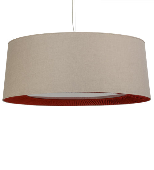 Meyda Lighting Bruges 52" 5-Light Nickel Pendant Light With Beige, Red and White Textrene Shade
