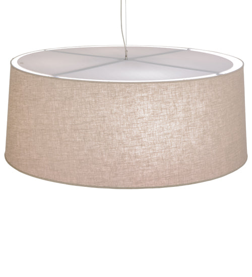 Meyda Lighting Bruges 52" 5-Light Nickel Pendant Light With Beige, Red and White Textrene Shade