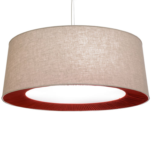 Meyda Lighting Bruges 52" 5-Light Nickel Pendant Light With Beige, Red and White Textrene Shade